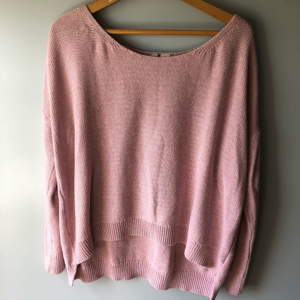 Anthropologie Moth Pink Knit Sweater 100% Cotton